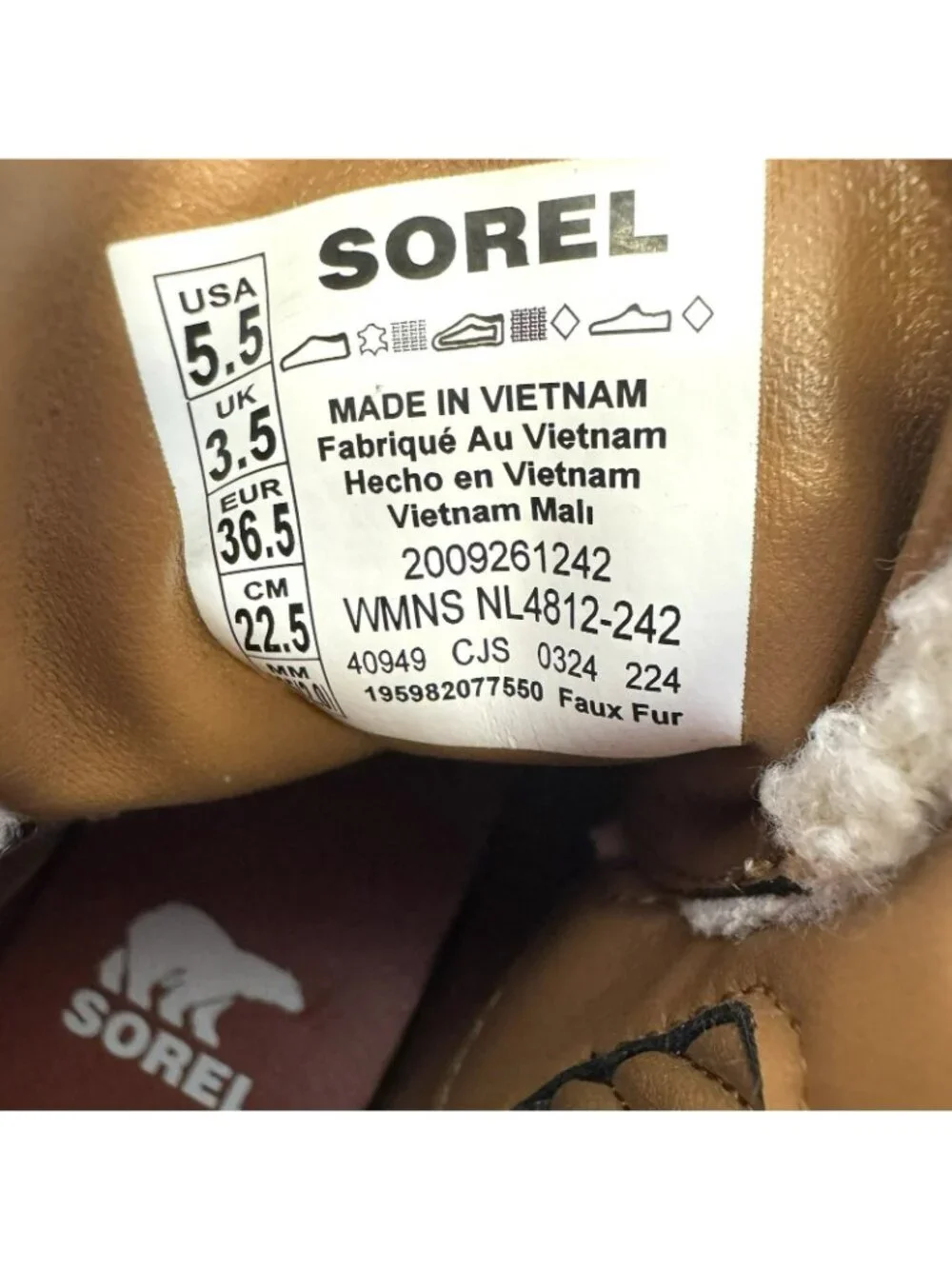 Sorel Brex Cozy Lace Up Boots Womens Size 5.5 Tan Sherpa NL4812-242 NWOB NEW